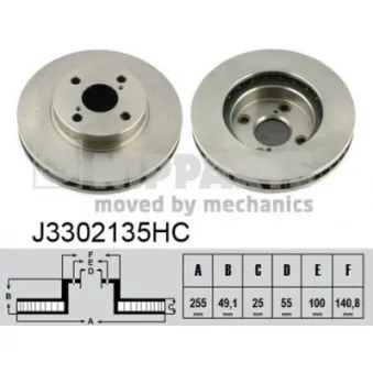 Jeu de 2 disques de frein avant NIPPARTS J3302135HC