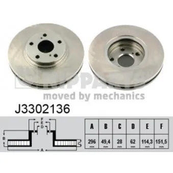 Jeu de 2 disques de frein avant NIPPARTS J3302136