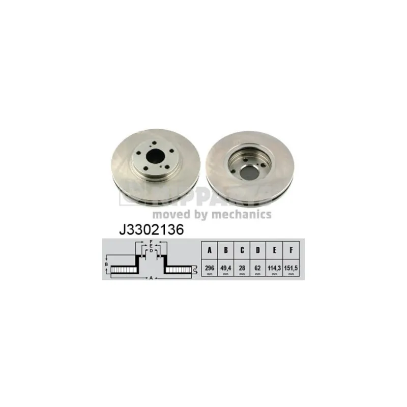 Jeu de 2 disques de frein avant NIPPARTS J3302136