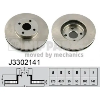 Jeu de 2 disques de frein avant NIPPARTS J3302141