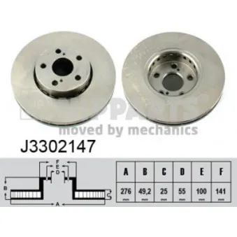 Jeu de 2 disques de frein avant NIPPARTS J3302147