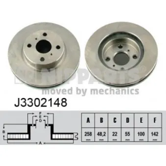 Jeu de 2 disques de frein avant NIPPARTS J3302148