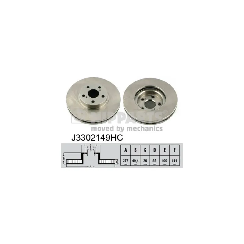 Jeu de 2 disques de frein avant NIPPARTS J3302149HC
