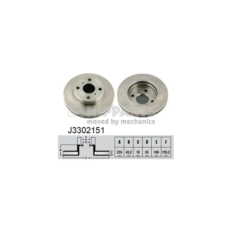 Jeu de 2 disques de frein avant NIPPARTS J3302151