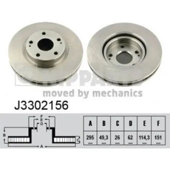 Jeu de 2 disques de frein avant NIPPARTS J3302156