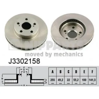 Jeu de 2 disques de frein avant NIPPARTS J3302158