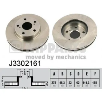Jeu de 2 disques de frein avant NIPPARTS J3302161