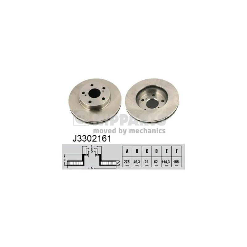 Jeu de 2 disques de frein avant NIPPARTS J3302161