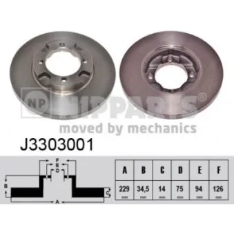 Jeu de 2 disques de frein avant NIPPARTS J3303001