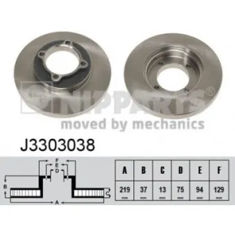 Jeu de 2 disques de frein avant NIPPARTS J3303038