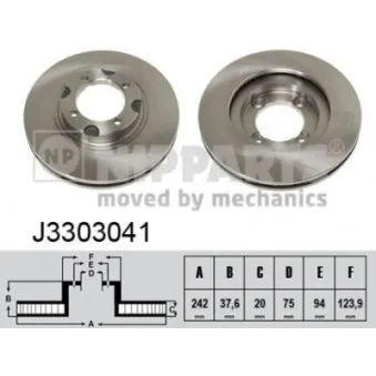 Jeu de 2 disques de frein avant NIPPARTS J3303041