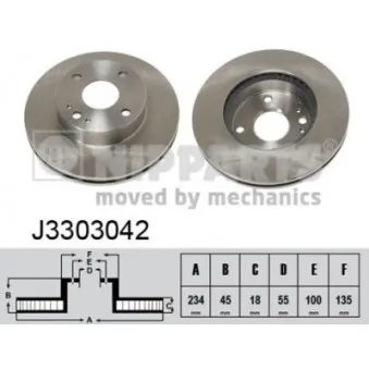 Jeu de 2 disques de frein avant NIPPARTS J3303042