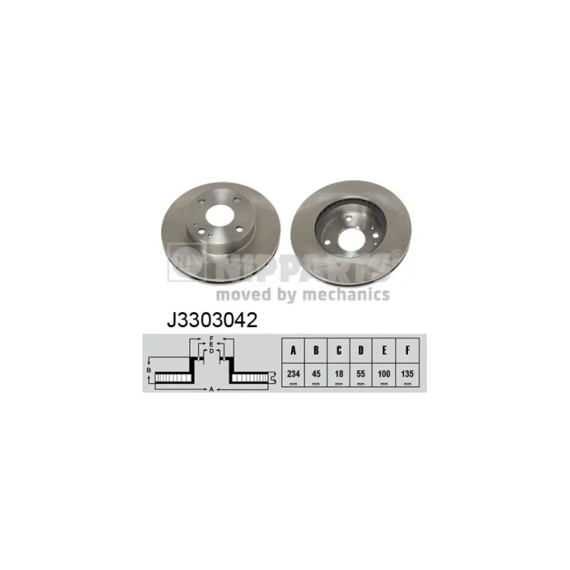 Jeu de 2 disques de frein avant NIPPARTS J3303042