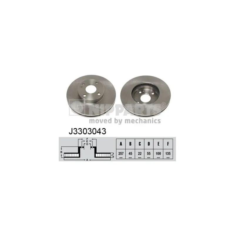 Jeu de 2 disques de frein avant NIPPARTS J3303043