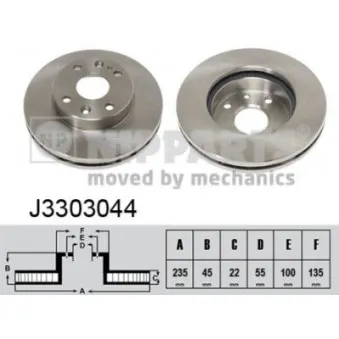 Jeu de 2 disques de frein avant NIPPARTS J3303044