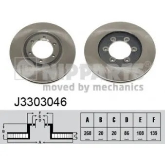 Jeu de 2 disques de frein avant NIPPARTS J3303046