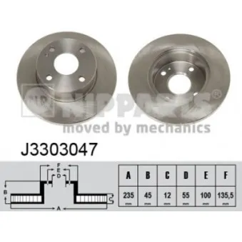 Jeu de 2 disques de frein avant NIPPARTS J3303047