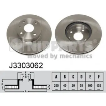 Jeu de 2 disques de frein avant NIPPARTS J3303062
