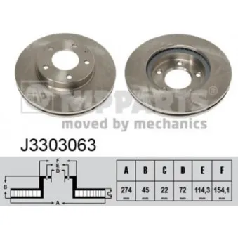 Jeu de 2 disques de frein avant NIPPARTS J3303063
