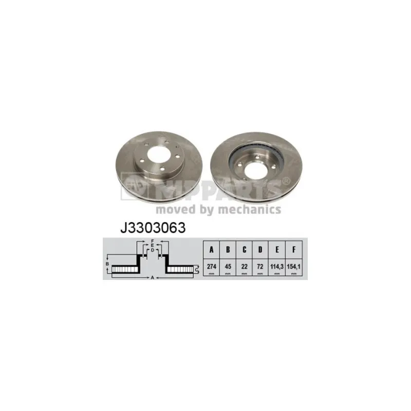 Jeu de 2 disques de frein avant NIPPARTS J3303063