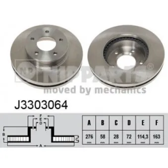 Jeu de 2 disques de frein avant NIPPARTS J3303064