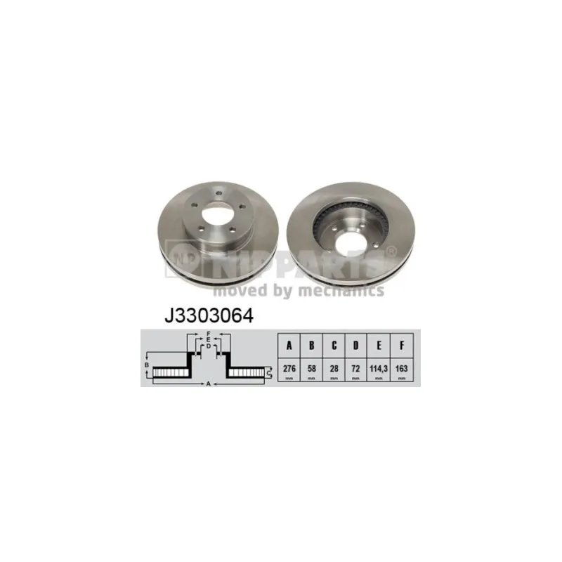 Jeu de 2 disques de frein avant NIPPARTS J3303064