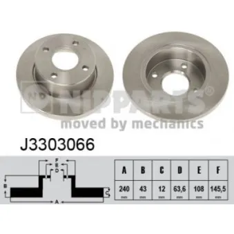 Jeu de 2 disques de frein avant NIPPARTS J3303066