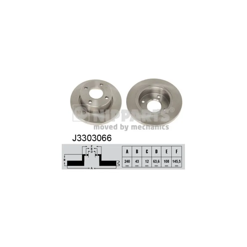 Jeu de 2 disques de frein avant NIPPARTS J3303066