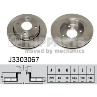 Jeu de 2 disques de frein avant NIPPARTS J3303067