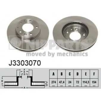Jeu de 2 disques de frein avant NIPPARTS J3303070