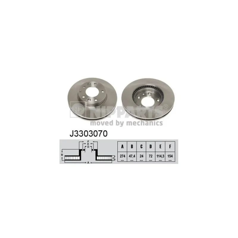Jeu de 2 disques de frein avant NIPPARTS J3303070