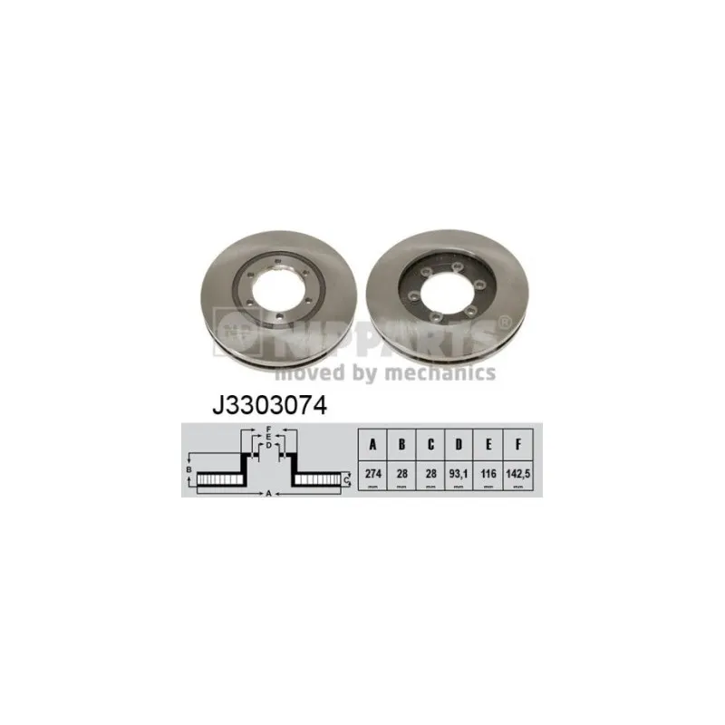 Jeu de 2 disques de frein avant NIPPARTS J3303074