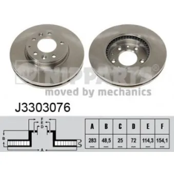 Jeu de 2 disques de frein avant NIPPARTS J3303076