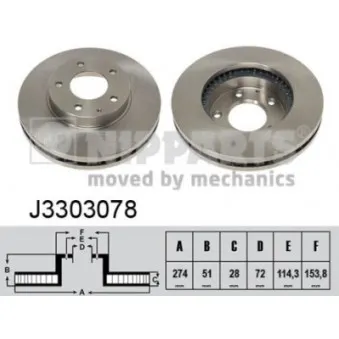 Jeu de 2 disques de frein avant NIPPARTS J3303078