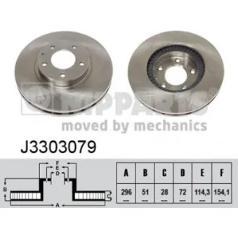 Jeu de 2 disques de frein avant NIPPARTS J3303079