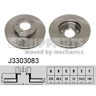Jeu de 2 disques de frein avant NIPPARTS J3303083