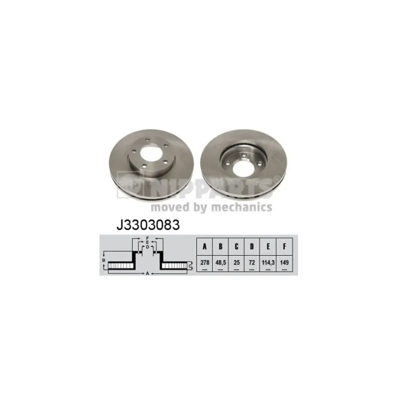 Jeu de 2 disques de frein avant NIPPARTS J3303083