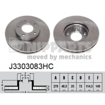 Jeu de 2 disques de frein avant NIPPARTS J3303083HC