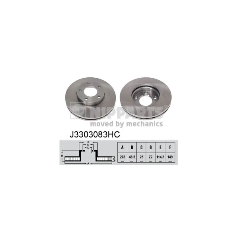 Jeu de 2 disques de frein avant NIPPARTS J3303083HC