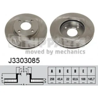 Jeu de 2 disques de frein avant NIPPARTS J3303085
