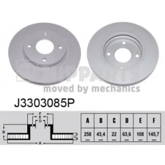 Jeu de 2 disques de frein avant NIPPARTS J3303085P