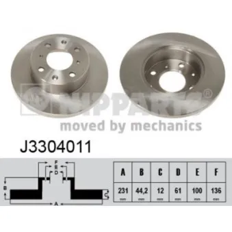 Jeu de 2 disques de frein avant NIPPARTS J3304011