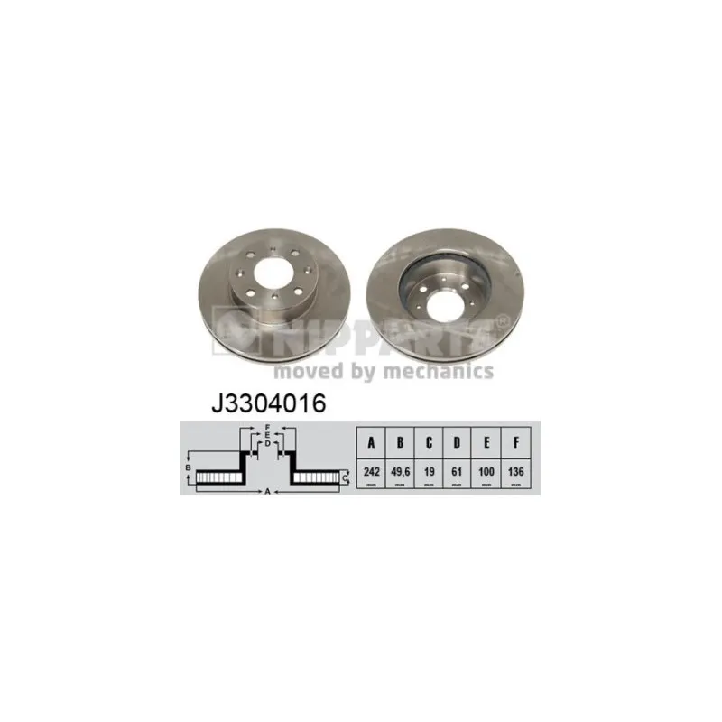 Jeu de 2 disques de frein avant NIPPARTS J3304016