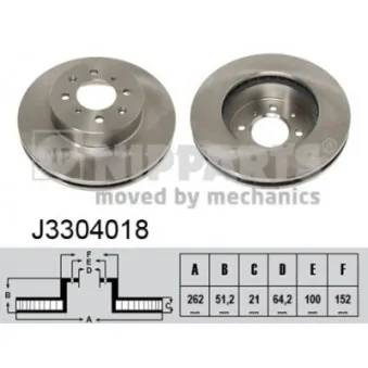 Jeu de 2 disques de frein avant NIPPARTS J3304018
