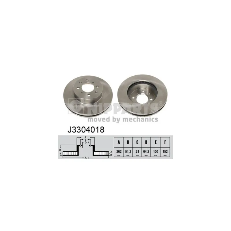 Jeu de 2 disques de frein avant NIPPARTS J3304018
