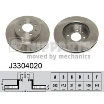 Jeu de 2 disques de frein avant NIPPARTS J3304020