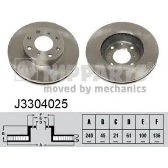 Jeu de 2 disques de frein avant NIPPARTS J3304025