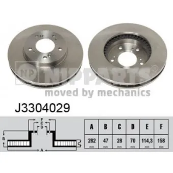 Jeu de 2 disques de frein avant NIPPARTS J3304029