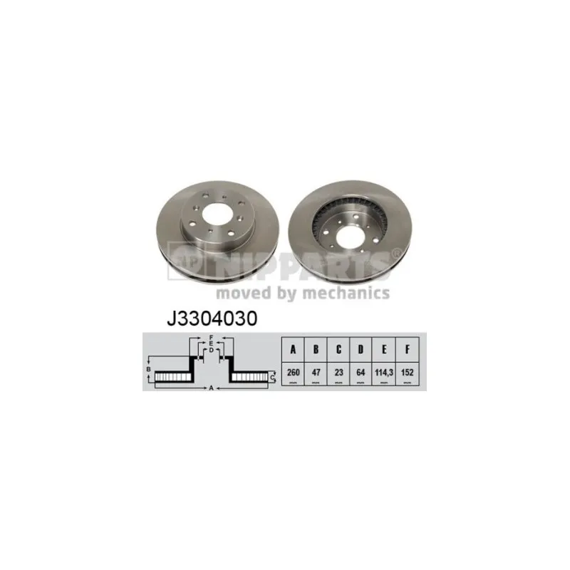Jeu de 2 disques de frein avant NIPPARTS J3304030