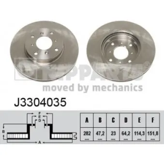Jeu de 2 disques de frein avant NIPPARTS J3304035